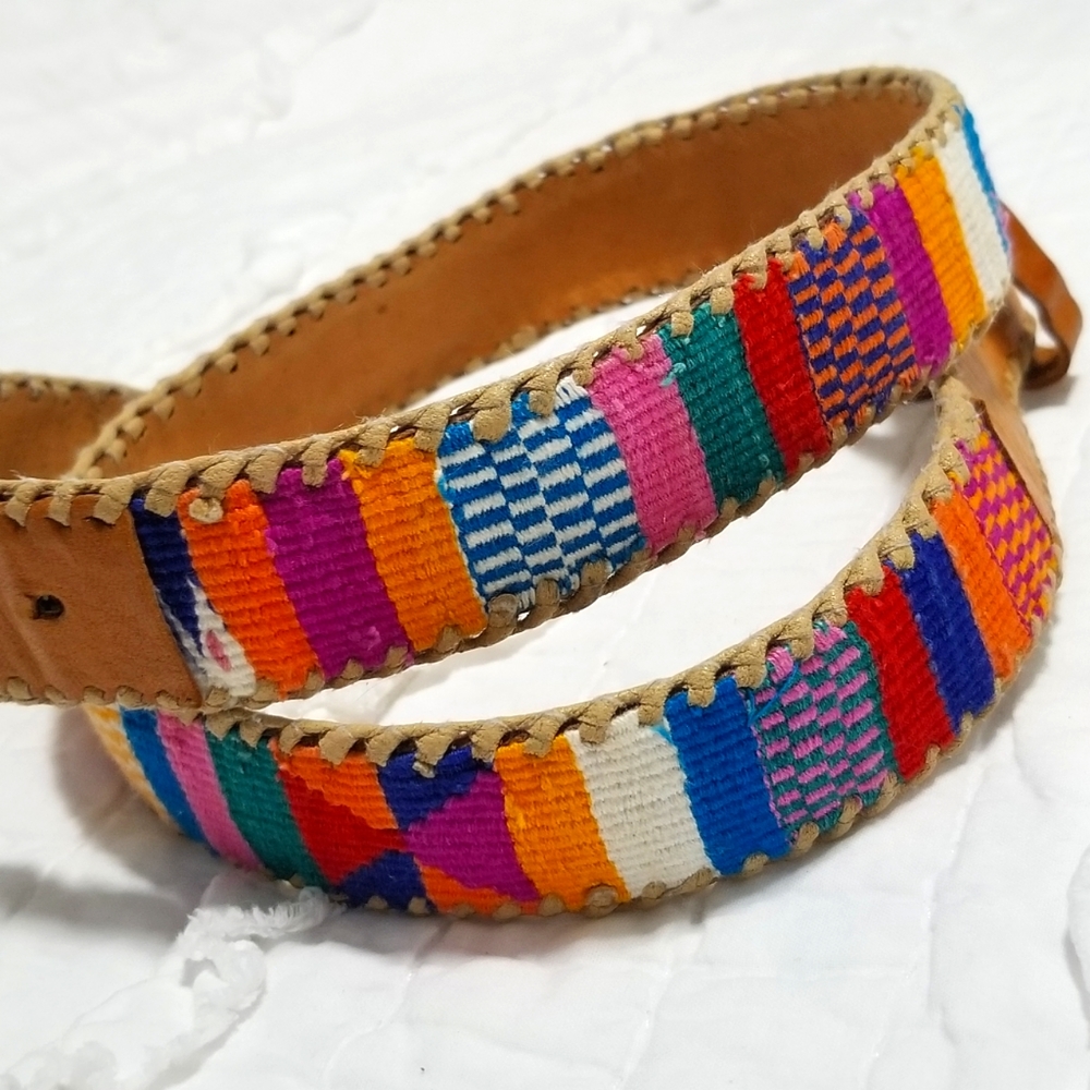 Vintage Leather Belt Handmade in Guatemala 32 EUC - Picture 3 of 16